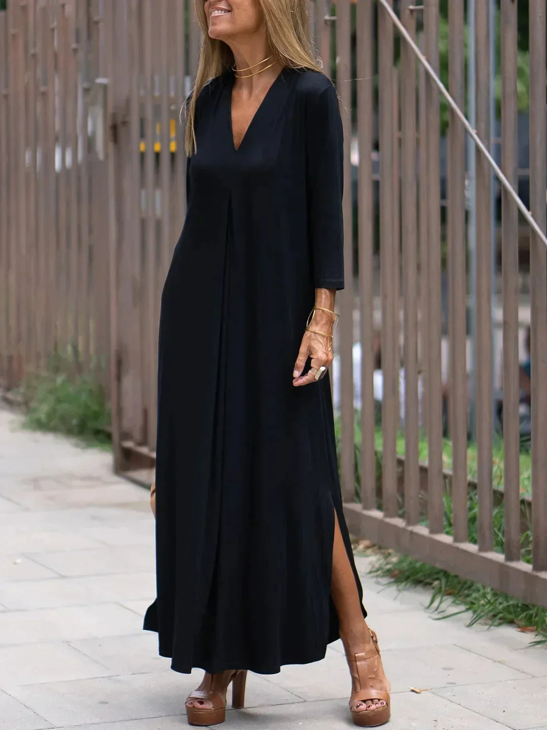 Indy - Dames Maxi Jurk met Lange Mouwen